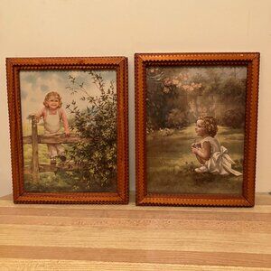 Tramp Art Works Antique Carved Wood Chip Frame 1930s Adelaide Hiebel Bluebird